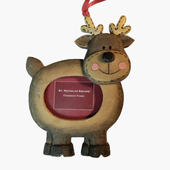 St Nicholas Square Holiday Frame Ornaments  Reindeer Snowman Santa Lot 3 - Picture 2 of 13
